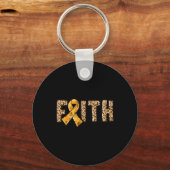 Leopard Print Oranje Ribbon FAITH Leukemie Awarene Sleutelhanger (Voorkant)
