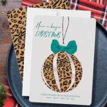 Leopard Print Ornament Green Bow Boujee kerst