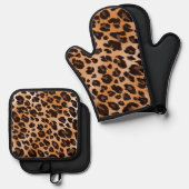 Leopard Print Ovenwant & Pannenlap Set (Voorkant / Achterkant)