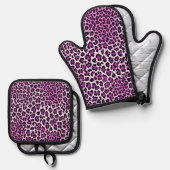 Leopard Print Paars Ovenwant & Pannenlap Set (Voorkant / Achterkant)