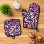 Leopard Print Paars Ovenwant & Pannenlap Set (Top down)