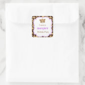 Leopard Print Paars Quatrefoil 'Ik ging naar' Vierkante Sticker (Tas)