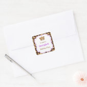 Leopard Print Paars Quatrefoil 'Ik ging naar' Vierkante Sticker (Envelop)