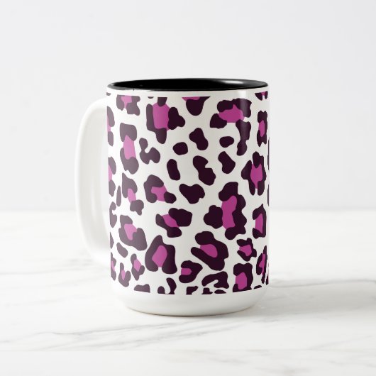 Leopard Print Paars Tweekleurige Koffiemok (Voorkant links)