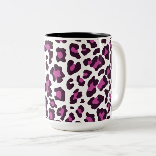 Leopard Print Paars Tweekleurige Koffiemok (Voorkant rechts)