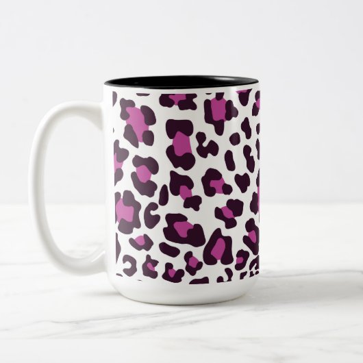 Leopard Print Paars Tweekleurige Koffiemok (Links)