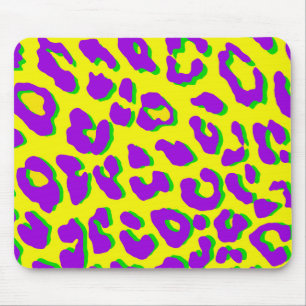 Leopard Print Paars Yellow Green Muismat