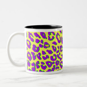 Leopard Print Paars Yellow Green Tweekleurige Koffiemok