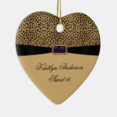 Leopard Print Paarse Amethyst Jewel Sweet 16 Keeps Keramisch Ornament (Rechts)