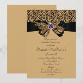 Leopard Print Paarse juwels Diamonds Sweet 16 Invi Kaart (Voorkant / Achterkant)