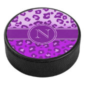 Leopard print paarse monogram hockey puck (3/4)