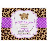 Leopard Print Paarse Quatrefoil Bedankt Groot Cadeauzakje (Achterkant)