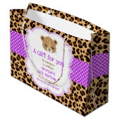 Leopard Print Paarse Quatrefoil Bedankt Groot Cadeauzakje (Achterkant Gekanteld)