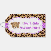 Leopard Print Paarse Quatrefoil 'Bedankt' Label Cadeaulabel (Achterkant Horizontaal)