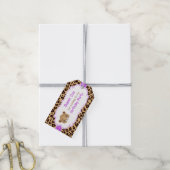 Leopard Print Paarse Quatrefoil 'Bedankt' Label Cadeaulabel (Met Touw)