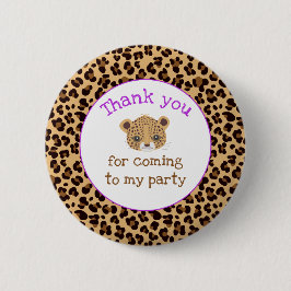 Leopard Print Paarse Quatrefoil 'Bedankt' Ronde Button 5,7 Cm