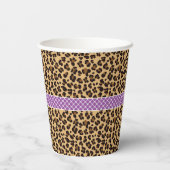 Leopard Print Paarse Quatrefoil Verjaardagsfeest Papieren Bekers (Achterkant)