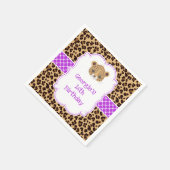 Leopard Print Paarse Quatrefoil Verjaardagsfeest Servet (Hoek)