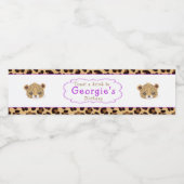 Leopard Print Paarse Quatrefoil Verjaardagsfeest Waterfles Etiket (Enkel label)