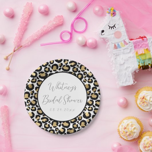 Leopard Print Paper Borden gepersonaliseerd - Chee Papieren Bordje (Feest)