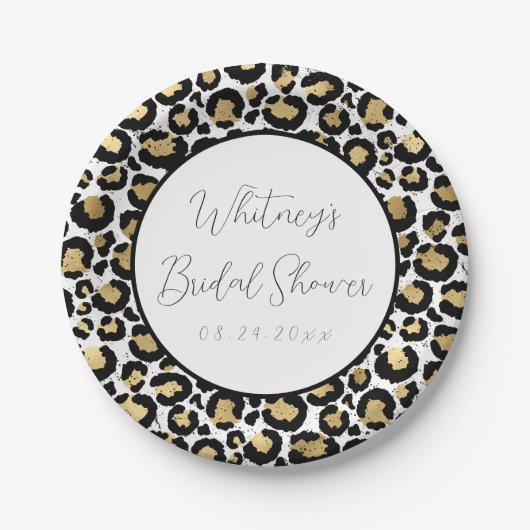 Leopard Print Paper Borden gepersonaliseerd - Chee Papieren Bordje (Voorkant)
