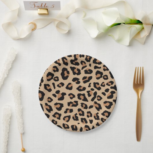 Leopard Print Papieren Bordje (Huwelijk)