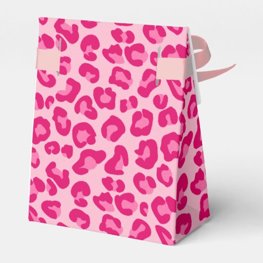 Leopard Print, Pastel Pink, Hot Pink en Fuchsia Bedankdoosjes (Achterkant)