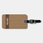 Leopard Print Patroon Bruin Personaliseren Bagagelabel (Voorkant horizontaal)