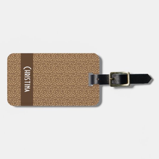 Leopard Print Patroon Bruin Personaliseren Bagagelabel (Voorkant horizontaal)