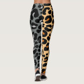 Leopard Print Patroon Cat Brown Grijs Silva Zwart Leggings (Achterkant)