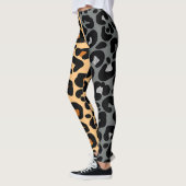 Leopard Print Patroon Cat Brown Grijs Silva Zwart Leggings (Links)