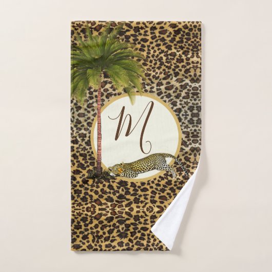Leopard Print Patroon Elegant Palm Personal Bad Handdoek (Handdoek)