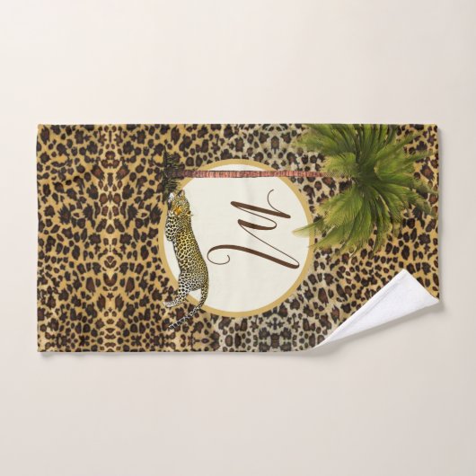 Leopard Print Patroon Elegant Palm Personal Bad Handdoek (Handdoek)