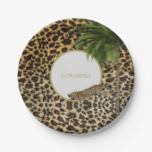 Leopard Print Patroon Elegant Palm Personal Papieren Bordje (Voorkant)