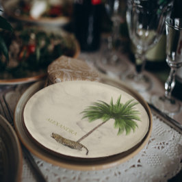 Leopard Print Patroon Elegant Palm Personal Papieren Bordje