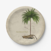 Leopard Print Patroon Elegant Palm Personal Papieren Bordje (Voorkant)
