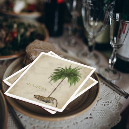 Leopard Print Patroon Elegant Palm Personal Servet