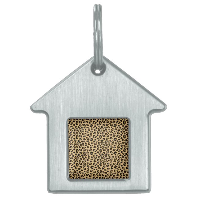 Leopard Print Patroon Huisdieren Naamplaatje (Voorkant)
