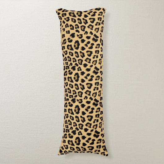 Leopard Print Patroon Lichaamskussen (Voorkant Verticaal)