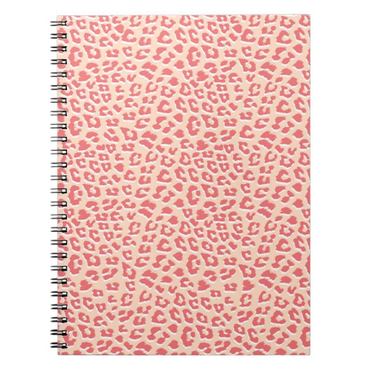 Leopard Print Patroon Living Coral White Notitieboek (Voorkant)