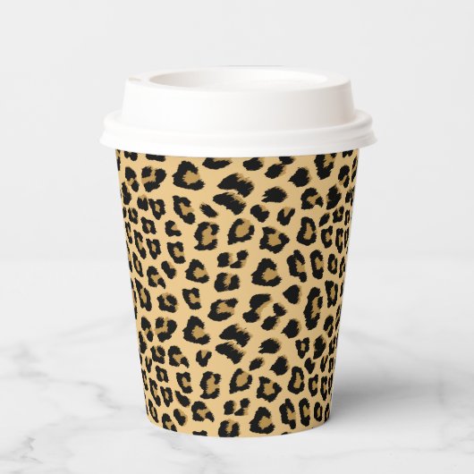 Leopard Print Patroon Papieren Bekers (Achterkant)
