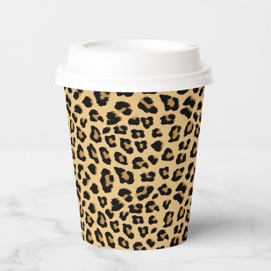 Leopard Print Patroon Papieren Bekers (Voorkant)