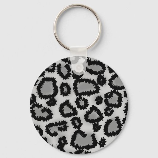 Leopard Print Pattern, Black and Grey. Sleutelhanger (Voorkant)