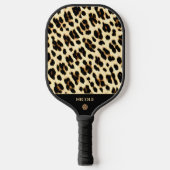 Leopard Print Pattern Black & Tan Light Brown Pickleball Paddle (Voorkant)