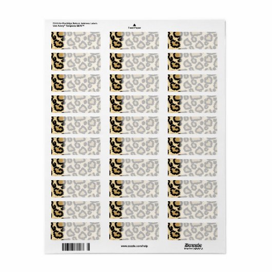 Leopard Print Pattern, Brown and Black. Etiket (Full Sheet)