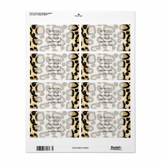Leopard Print Pattern, Brown and Black. Etiket (Full Sheet)