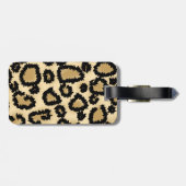 Leopard Print Pattern, Bruin en Zwart. Bagagelabel (Achterkant horizontaal)