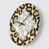 Leopard Print Pattern, Bruin en Zwart. Grote Klok (Hoek)