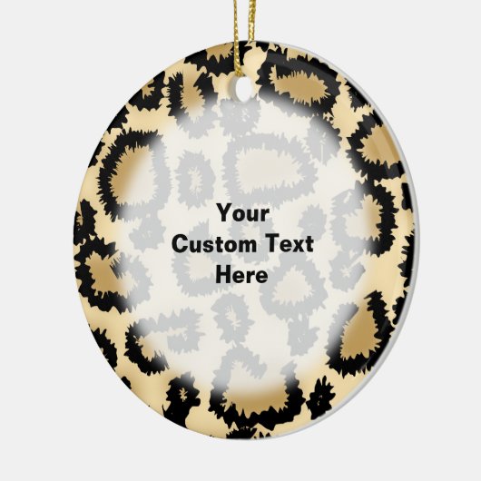 Leopard Print Pattern, Bruin en Zwart. Keramisch Ornament (Links)