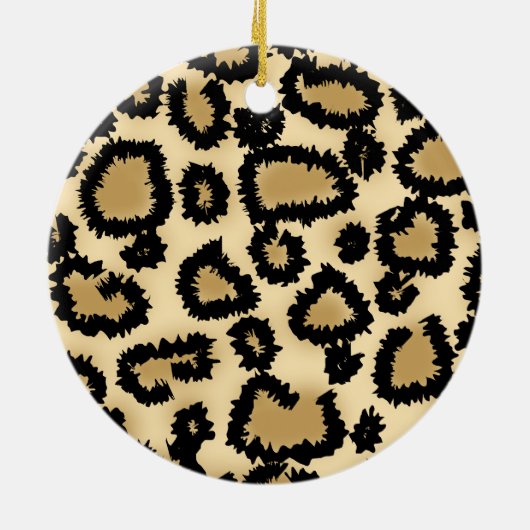 Leopard Print Pattern, Bruin en Zwart. Keramisch Ornament (Achterkant)